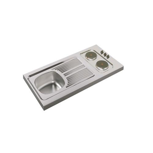 Moderna - Evier Inox 1200 X 600 Mm 1 Bac Et 1 Égouttoir Avec Plaques Électriques