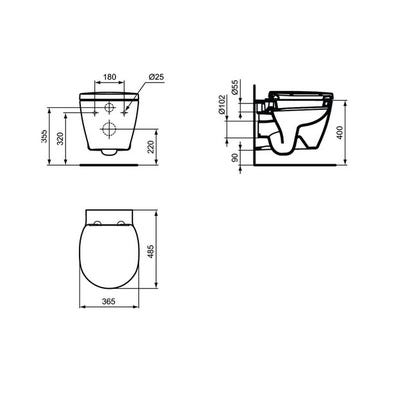 Ideal Standard - Abattant WC recouvrant avec frein de chute blanc - CONNECT SPACE Ideal standard 1