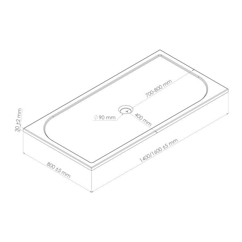 Ondée - Receveur de douche rectangulaire 80 x 160 cm en béton de synthèse extra-plat coloris blanc - HESTIA Ayor 1