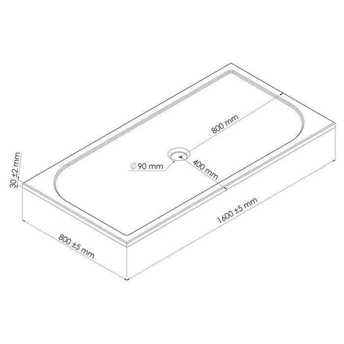 Ondée - Receveur de douche rectangulaire 80 x 160 cm en béton de synthèse extra-plat coloris blanc - HESTIA Ayor 8