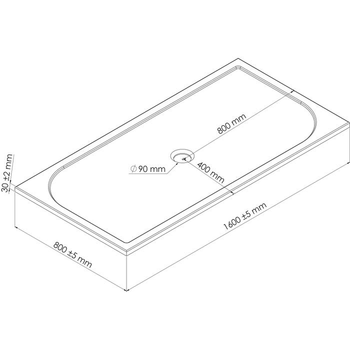 Ondée - Receveur de douche rectangulaire 80 x 160 cm en béton de synthèse extra-plat coloris blanc - HESTIA Ayor 2