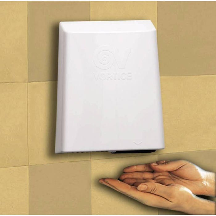 Sèche-mains automatique 1350 W 120 m3/h coque en ABS avec filtre anti-poussière Premium Dry Vortice 2
