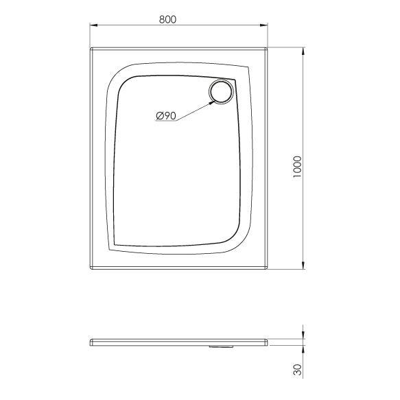 Receveur de douche en Bioplax® rectangle JACANA 2 100 x 80 cm blanc brillant 2