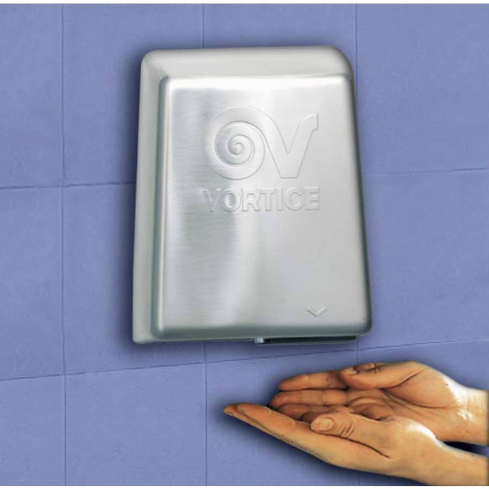 Sèche-mains automatique 2000 W 170 m3/h coque en acier inoxydable avec filtre anti-poussière Optimal Dry Vortice 3