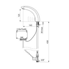 Robinet électronique TEMPOMATIC 2 lavabo M3/8 robinet sur secteur 230/12V + transfo Delabie 1