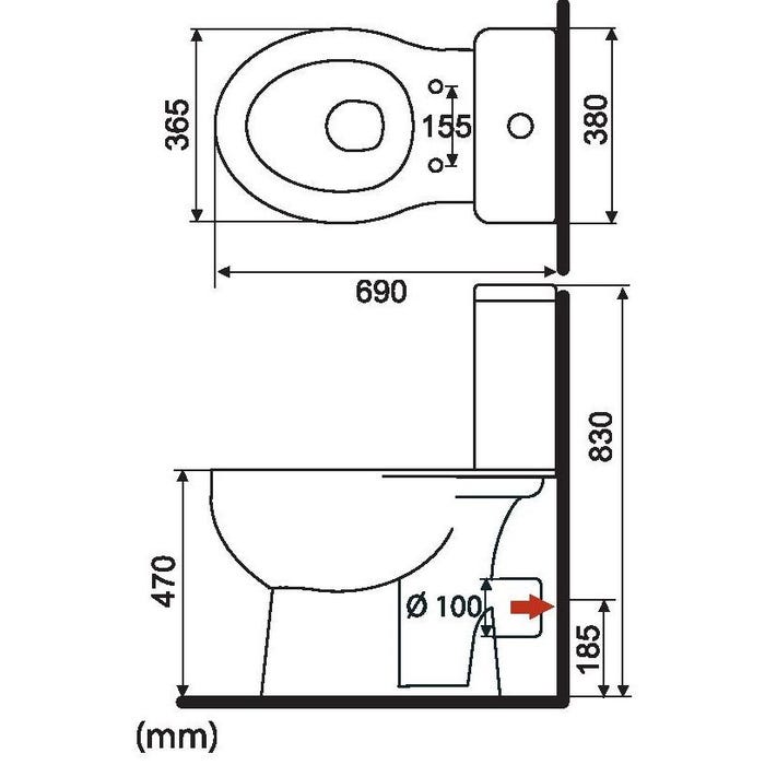 Pack WC à  sortie horizontale KARMA Mécanisme 3/6L, alimentation d'eau silencieuse 1