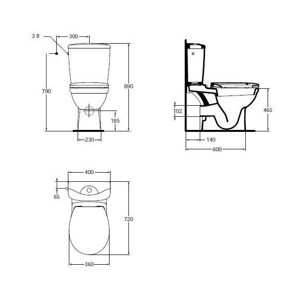 Ideal Standard - Pack WC surélevé cuvette sortie horizontale + réservoir + Abattant blanc - Kheops Ideal standard 1