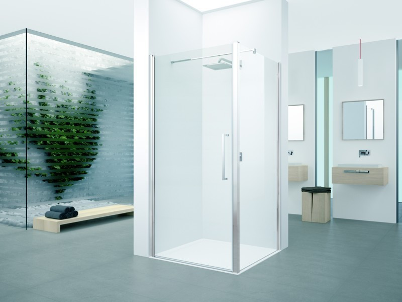 Porte de douche pivotante 97-101 x H.200 cm verre transparent profilé silver YOUNG 1B Novellini