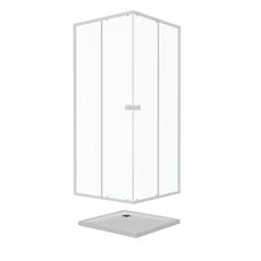 Pack porte de douche coulissante blanc de 78 à 90x185cm + receveur 80x80 - WHITY SLIDE 2