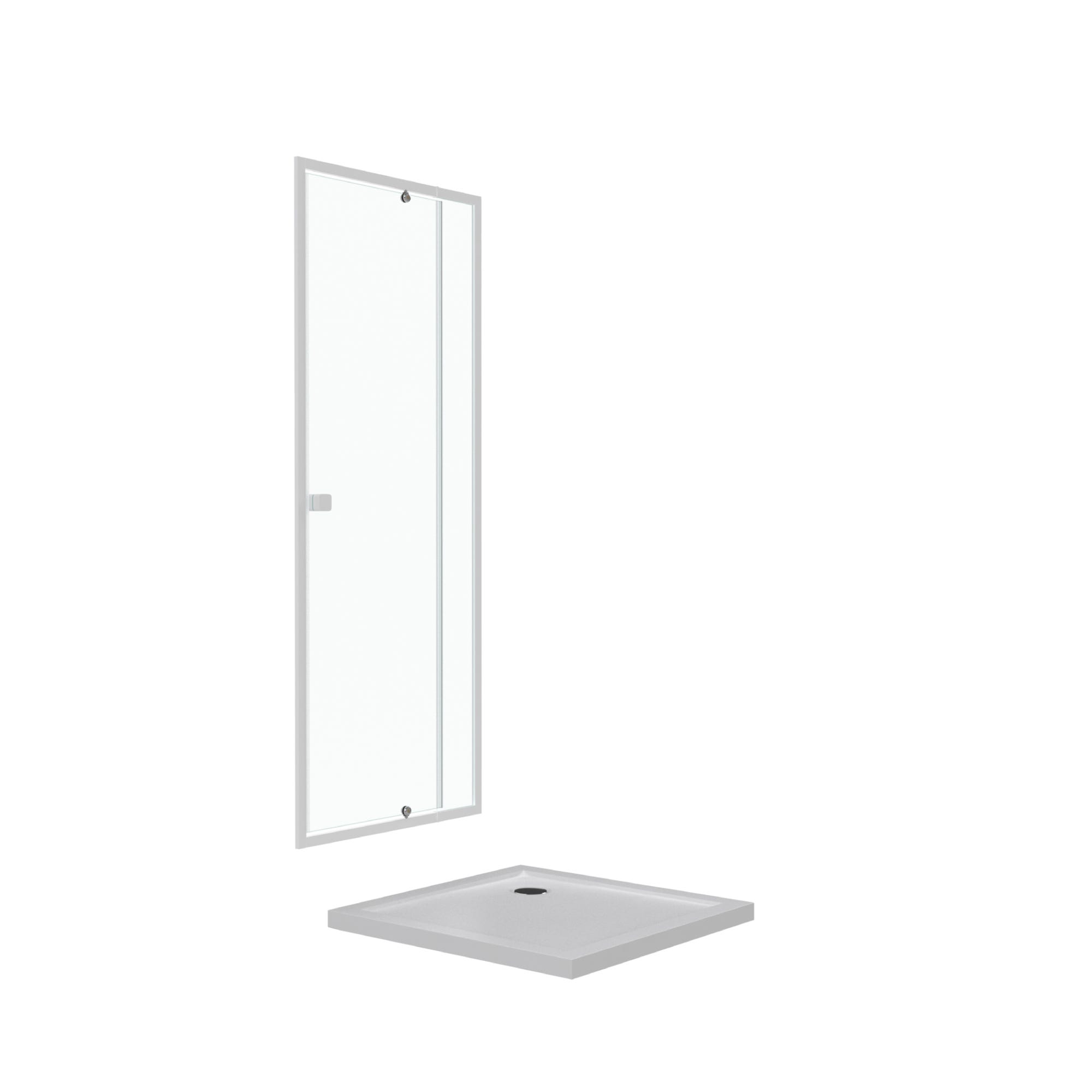 Pack porte de douche pivotante blanc de 78 à 90x185cm + receveur 80x80 - WHITY PIVOT 2