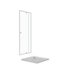 Pack porte de douche pivotante blanc de 78 à 90x185cm + receveur 80x80 - WHITY PIVOT 2