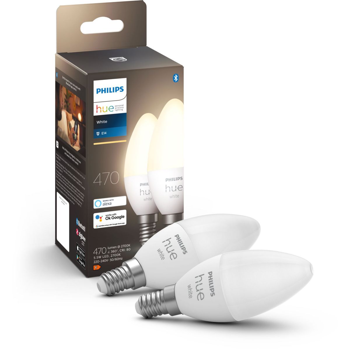 Ampoule connectée PHILIPS HUE White E14 x2