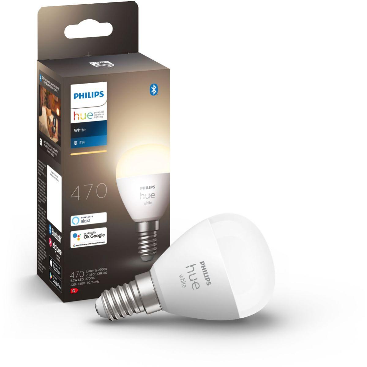 Ampoule connectée PHILIPS HUE White E14 Sphérique