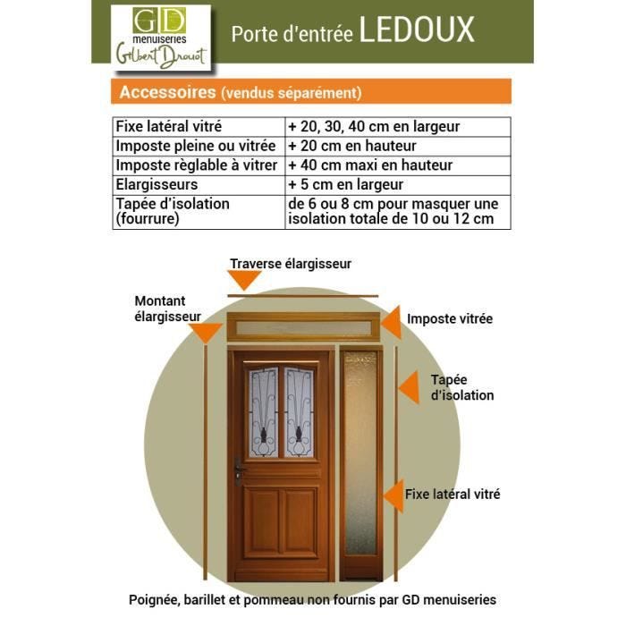 Porte d'entrée Bois vitrée, Ledoux, H.215xl.90 p.gauche Côtes Tableau GD MENUISERIES 2