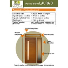 Porte d'entrée Bois vitrée, Laura 5, H,215xl,90 p,gauche Côtes Tableau GD MENUISERIES 2
