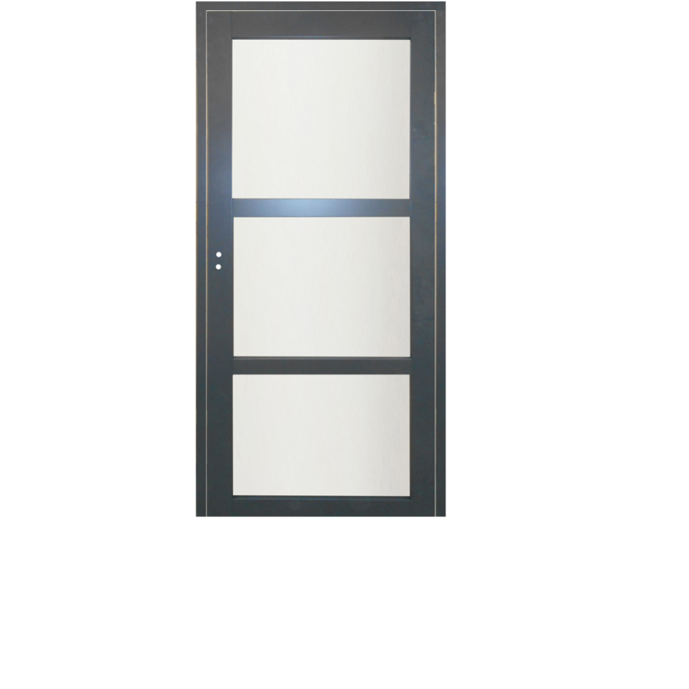 BLOC PORTE EN ENROBE GRIS ANTHRACITE largeur 73 POUSSANT DROITE