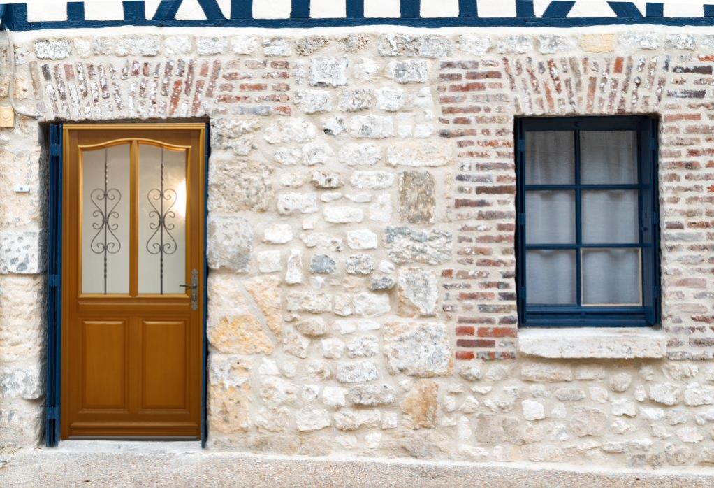 Porte D' Entree Bois Exo Modele 'Sandy' 215X90 Poussant Gauche Cote Tableau Vendue Avec Poignee Et Barillet