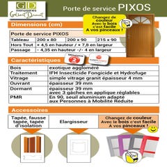 Porte De Service Bois Vitrée Pixos, H,200xl,90 P, Droit Côtes Tableau Gd Menuiseries 1