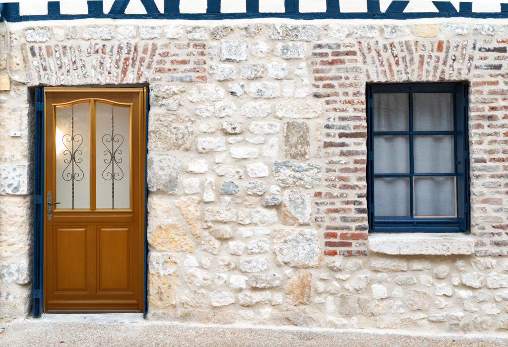 Porte D' Entree Bois Exo Modele 'Sandy' 215X90 Pousant Droite Cote Tableau Vendue Avec Poignee Et Barillet