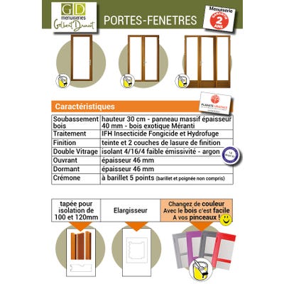 Porte Fenetre 3 Vantaux En Bois Hauteur 215 X Largeur 180 (Cotes Tableau) - GD MENUISERIES