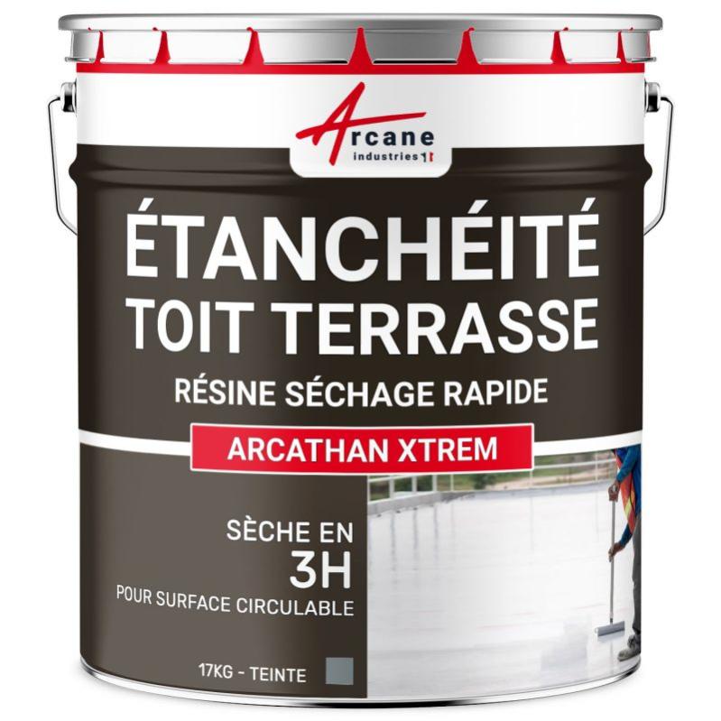 Résine étanchéité Toit Terrasse - Séchage 3h - Arcathan Xtrem - Ral 7001 Gris Foncé - 17 Kg (jusqu'a 11m²)