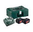 Pack énergie 18v metabo - pack 2 batteries 18 volts + chargeur rapide 2 x 5,2 ah li-power, asc 145, coffret metaloc - 685065000