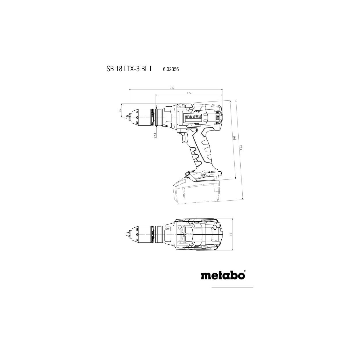 Metabo - Perceuse à percussion sans fil 18 V 2x5.5 Ah LiHD 60 / 120 Nm 3 vitesses avec coffret - SB 18 LTX-3 BL I 1