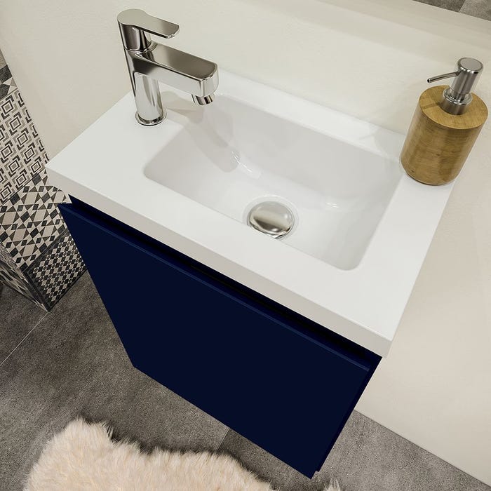 Ensemble meuble lave-mains avec miroir PORTO PACK - bleu nuit -L40 x H51 x P25 cm 2