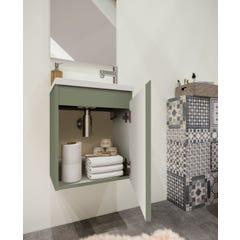Ensemble meuble lave-mains avec miroir PORTO PACK - vert de gris - L40 x H51 x P25 cm 2