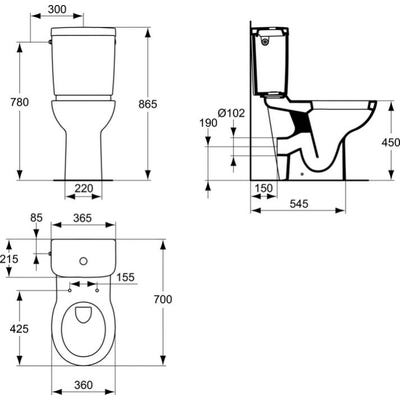 Ideal Standard - Pack WC surélevé sortie horizontale Blanc - Matura 2
