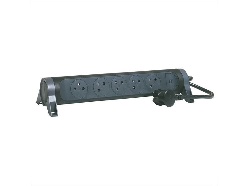 Multiprise Filaire Et Interrupteur Avec Prise Rotative, 5 Prises Noir