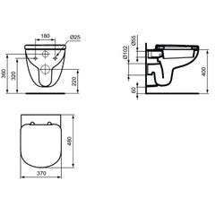 Ideal Standard - Cuvette WC suspendue avec abattant standard en porcelaine 48x37cm - Kheops Ideal standard 1