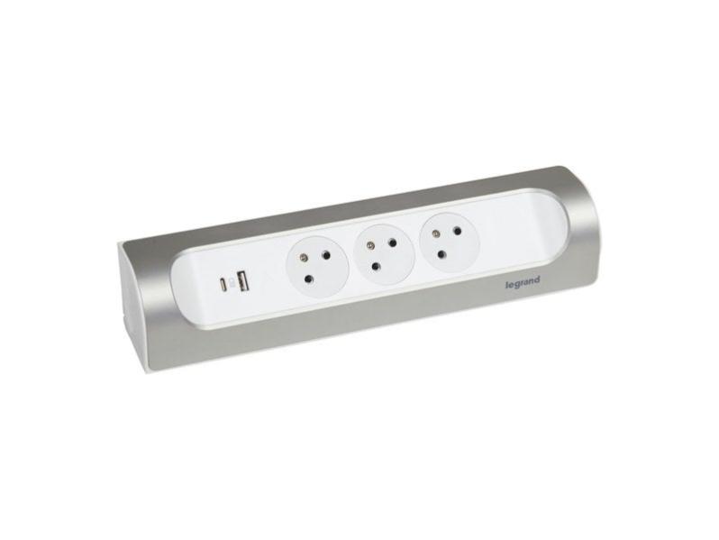 Multiprise Usb À Câbler Compact, 3 Prises Aluminium