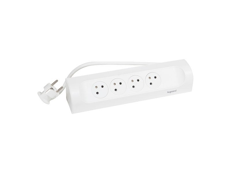 Multiprise Filaire Compact, 4 Prises Blanc