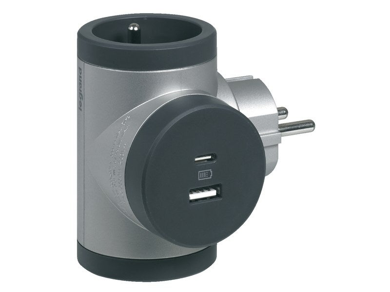 Triplite Usb Murale Compact, 2 Prises Aluminium