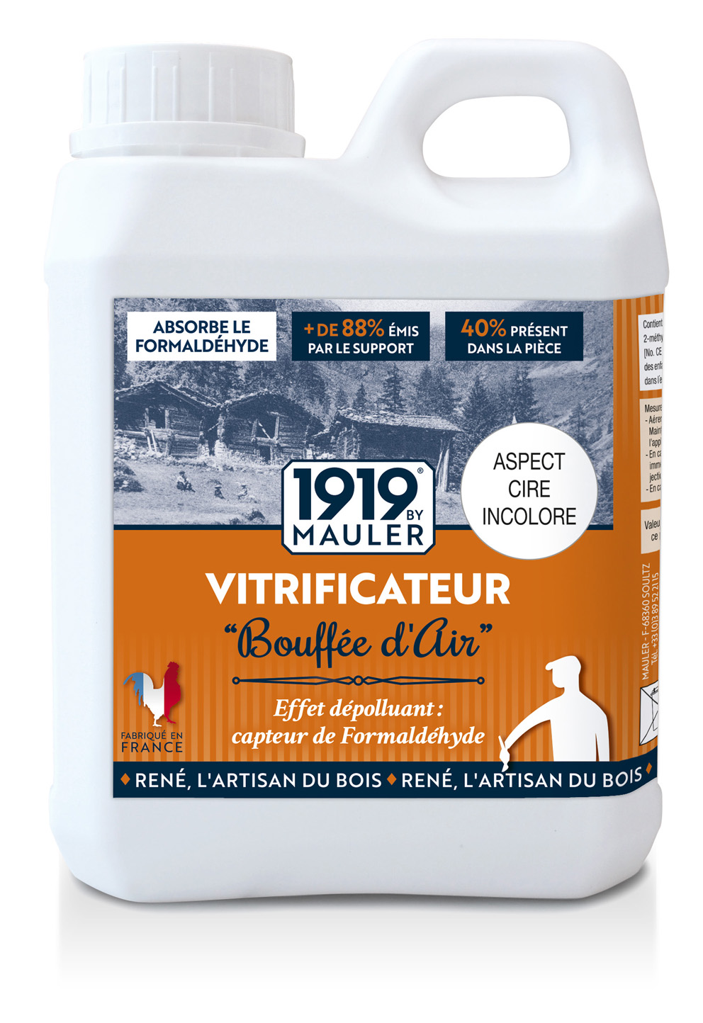 Vitrificateur Pour Parquet & Escalier Incolore Satiné 2,5l Aqua Bouffée D'air 1919 By Mauler : Qualité Professionnelle Française - Purifiant L'air Intérieur - Ecolabel