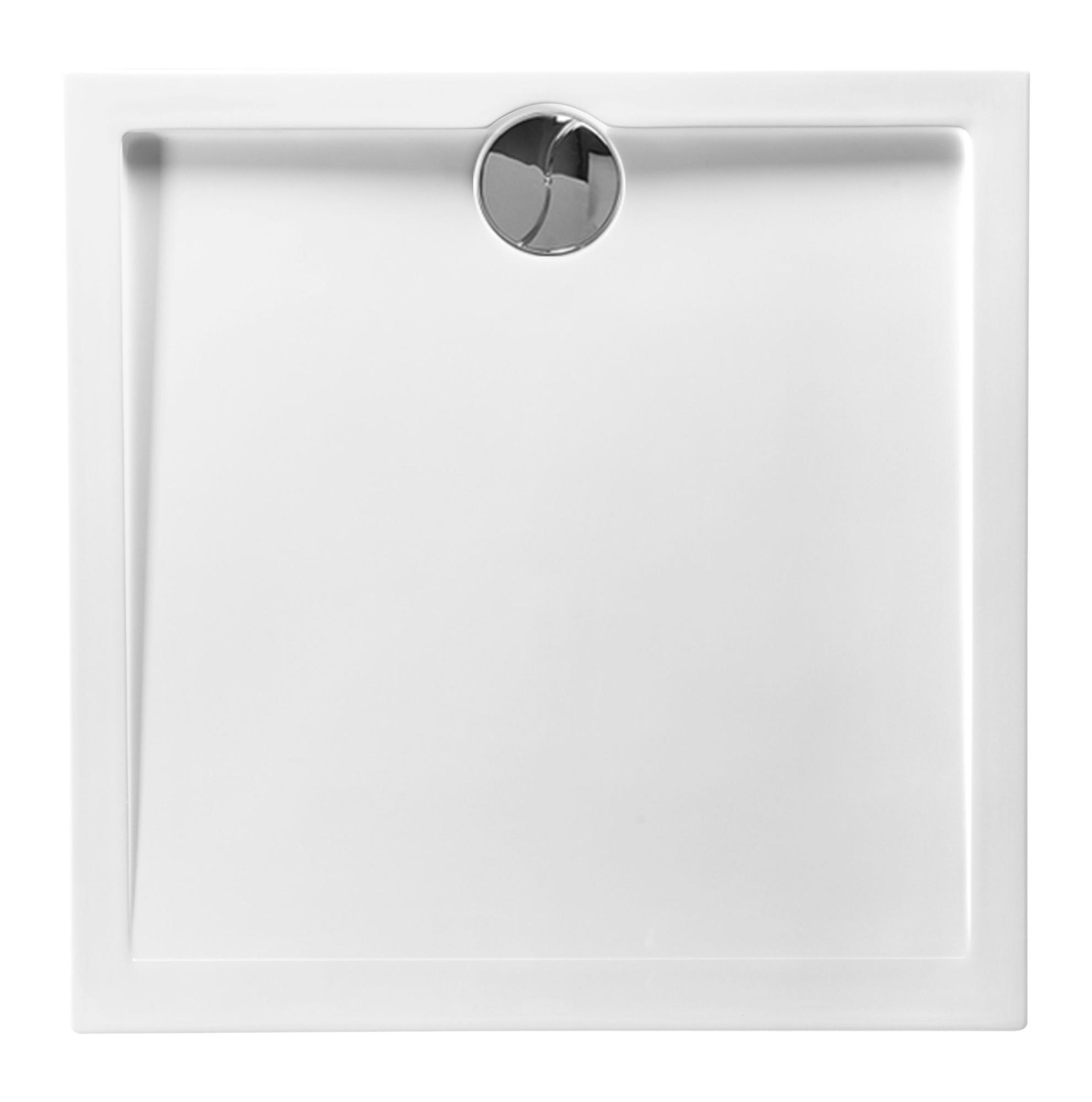 Receveur de douche carré 80 x 80 x 4 cm polybéton blanc - slim