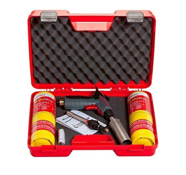 Express Valisette rouge Vulcane Express Multi Air Chaud avec lance spécial air chaud + 2 cartouches MAP//Pro + Piezo Guilbert Express