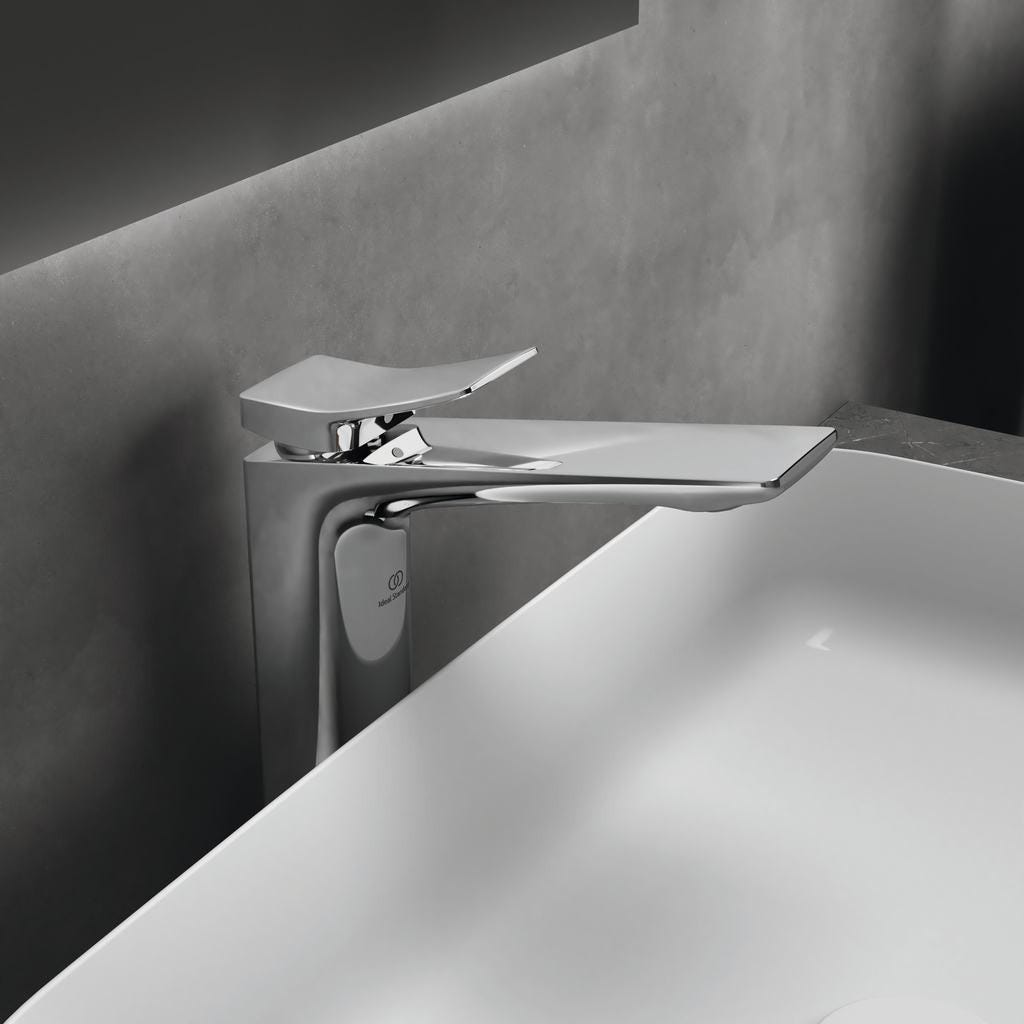 IDEAL STANDARD Pack Vasque à poser rectangulaire Conca 60 cm blanche + Mitigeur lavabo réhaussé Conca chrome 1