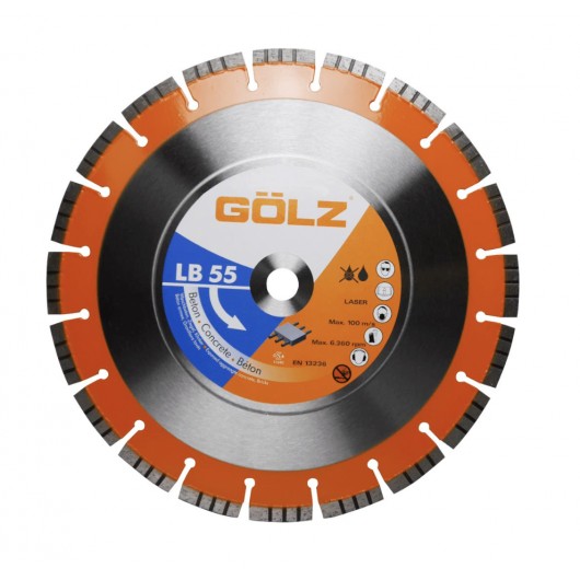 GÖLZ - Disque diamant LB55, coupe à sec et à eau - pour découpeuse ou scie à sol- ø 350 mm / alésage 20 mm