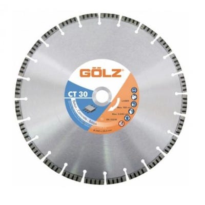 GÖLZ - Disque diamant CT30, coupe à sec ou à eau - pour scie à sol ou découpeuse - ø 500 mm / alésage 25.40 mm
