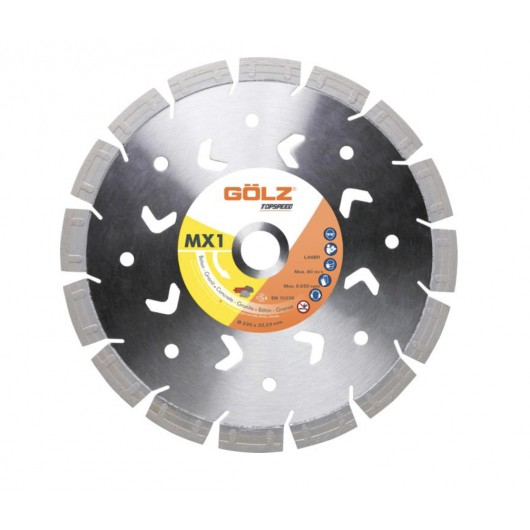 GÖLZ - Disque diamant MX1, coupe à sec ou à eau - pour découpeuse - ø 300 mm / alésage 20 mm - mixte