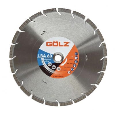 GÖLZ - Disque diamant LBA60, coupe à sec et à eau - pour scie à sol ou découpeuse - ø 450 mm / alésage 25.40 mm