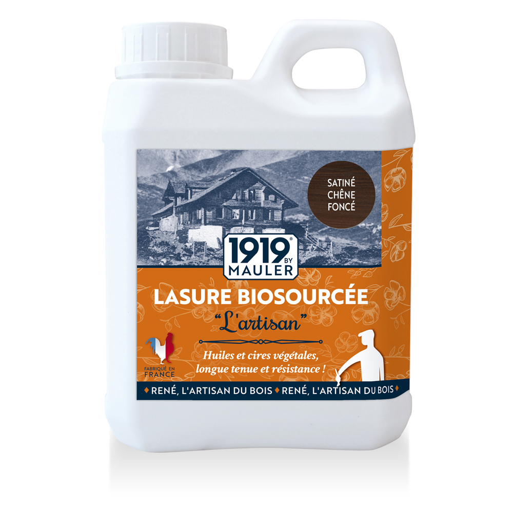 Lasure Biosourcée "l'artisan" Chêne Foncé 2,5l 1919 By Mauler : ne pèle pas, ne s'écaille pas, sans odeur