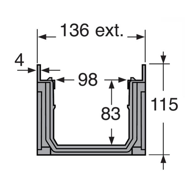 NICOLL Caniveau 1m grille piscine PVC A15 largeur 130 sable