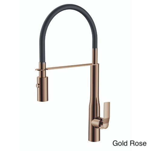 PAINI Mitigeur cuisine Addict Bec haut douchette extractible, gold rose