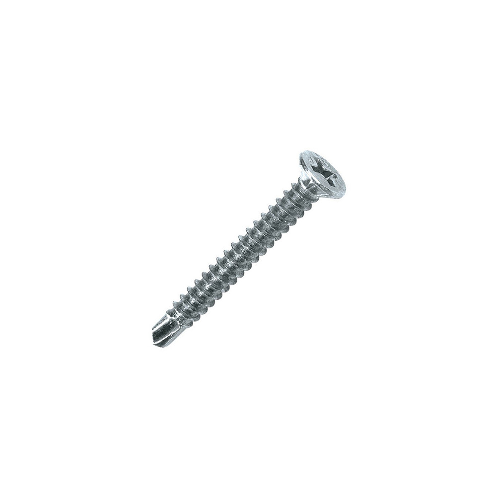 1000 vis PVC fore autoperceuses, tête fraisée PH2, zingué blanc - 3.9 x 25 mm