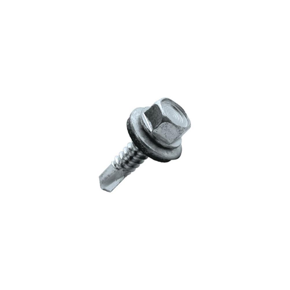 50 vis de bardage auroperceuses, tête hexagonale, empreinte 10, rondelle étanche EPDM, acier zingué blanc 16 mm - 6.3 x