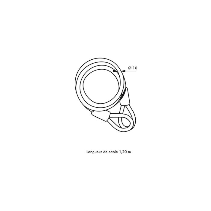 THIRARD - Câble antivol Twisty, vélo, abris de jardin, Ø 10, 1.20m, acier gaine PVC 1