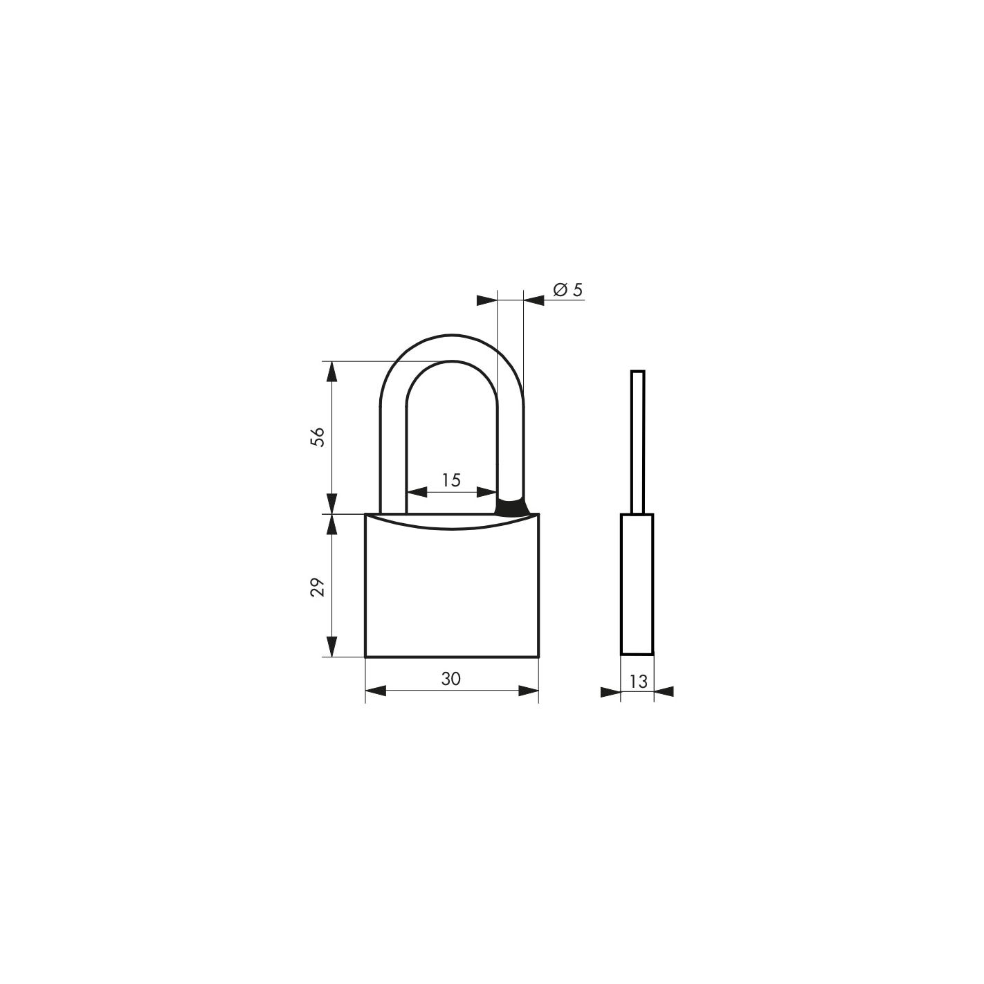THIRARD - Cadenas à clé Type 1, laiton, extérieur, anse 1/2 inox, 35mm, 2 clés 1